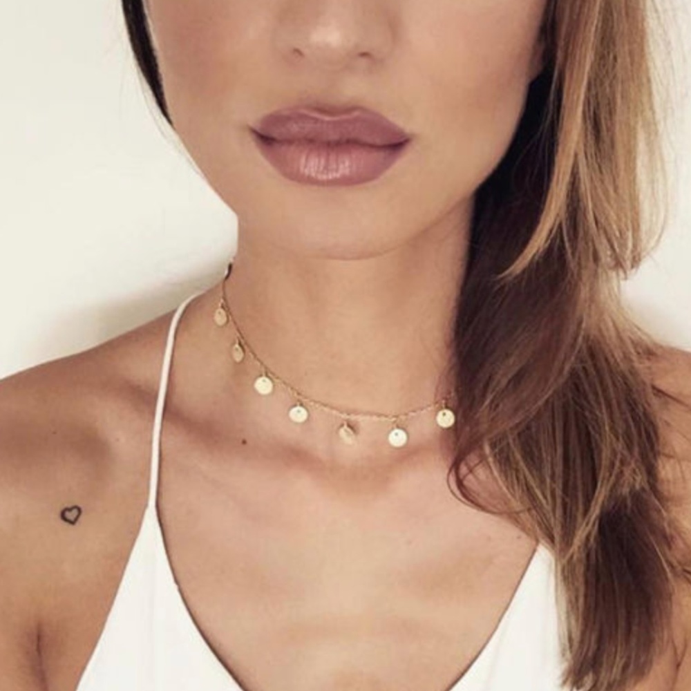 NEW Boho Gold Disc Necklace - Choker Layered